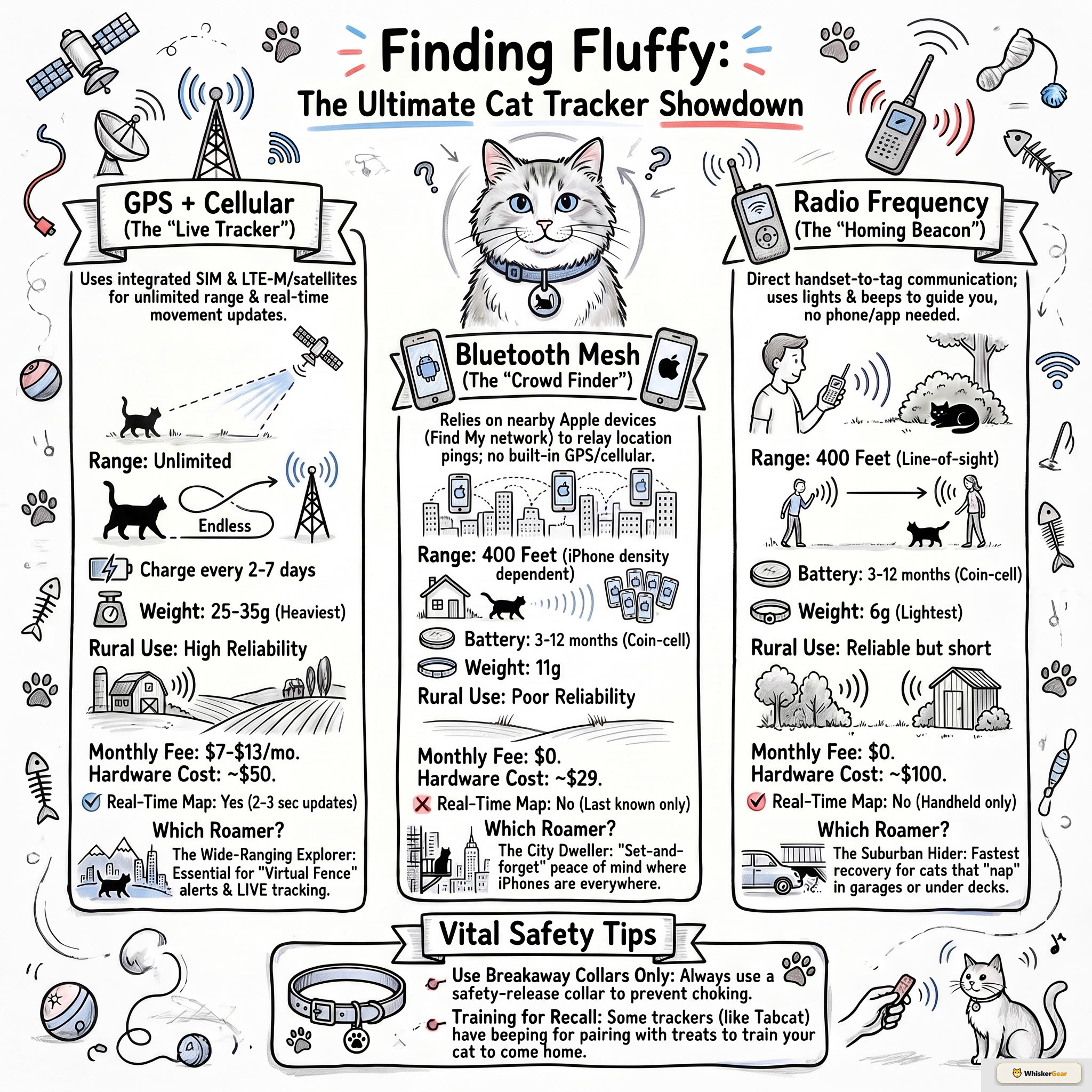 Cat GPS tracker comparison infographic